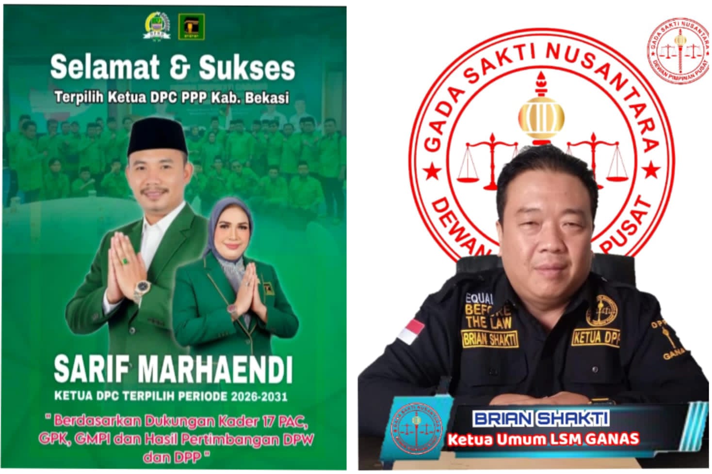 Sukses Gelar Muscab, Ketum LSM GANAS:Selamat Atas Terpilihnya Sarif Marhaendi Nakhodai PPP Kabupaten Bekasi Periode 2026-2031