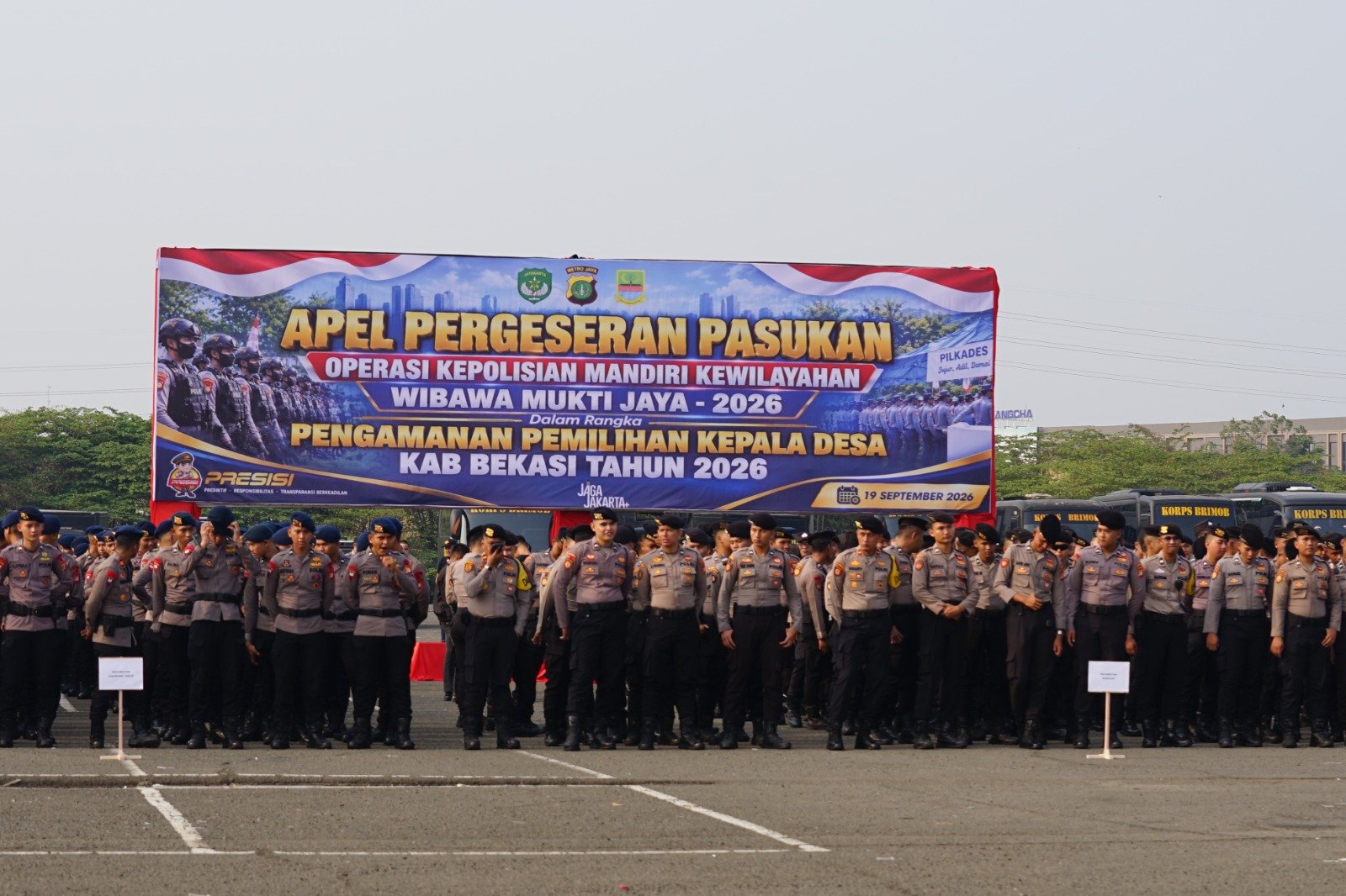 Polres Metro Bekasi Gelar Apel Persiapan Pengamanan Pilkades Serentak 2026