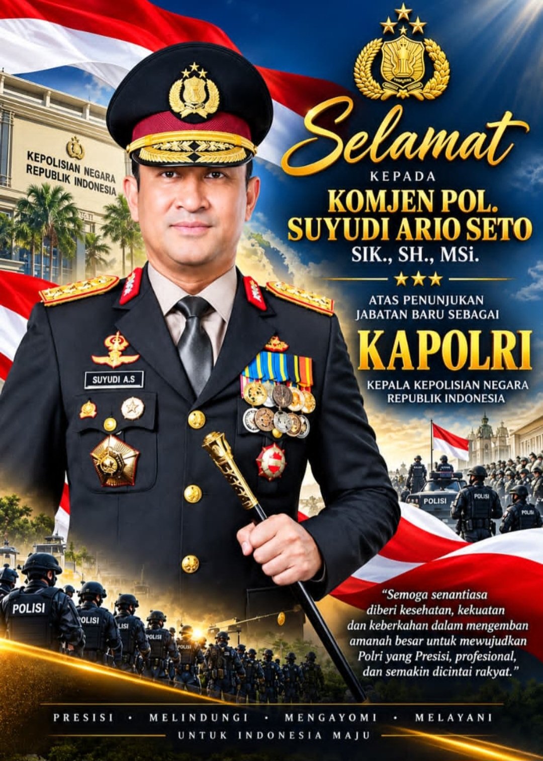Komjen Pol Suyudi Ario Seto Resmi Menjabat Kapolri